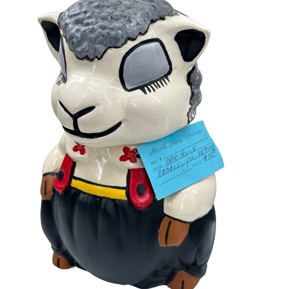 Vintage Apco LAMB SHEEP Cookie Jar Ceramic Pottery Restored Hand Painted - Picture 2 of 13